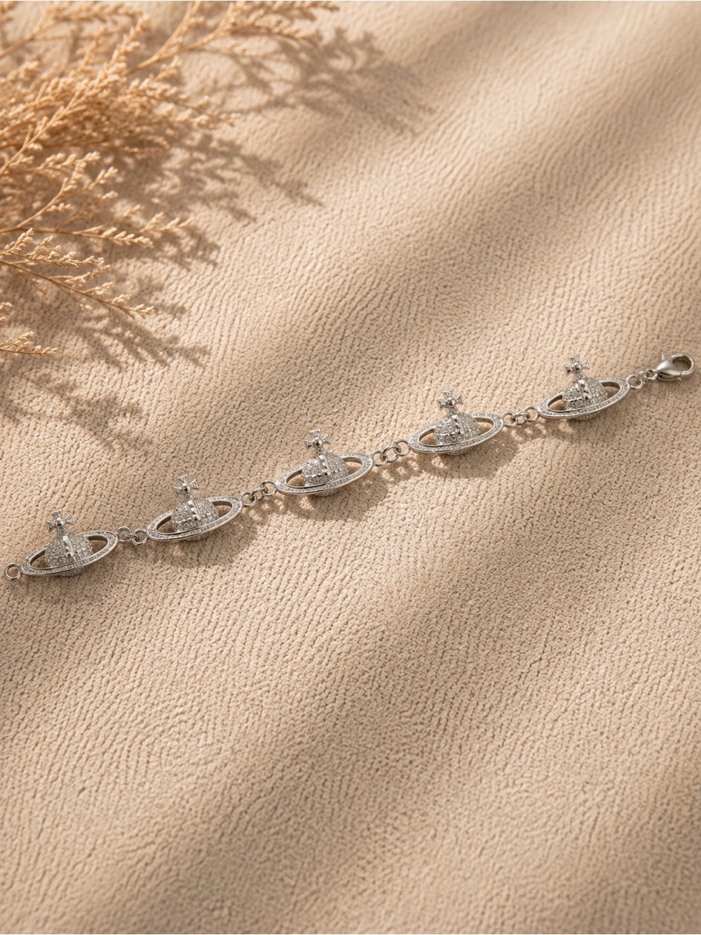 Sterling Silver Planet Motif Bracelet - Silver